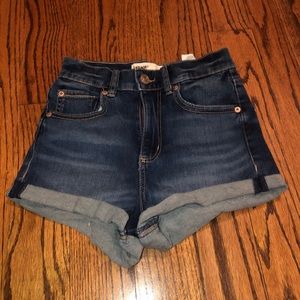 High wasted blue shorts